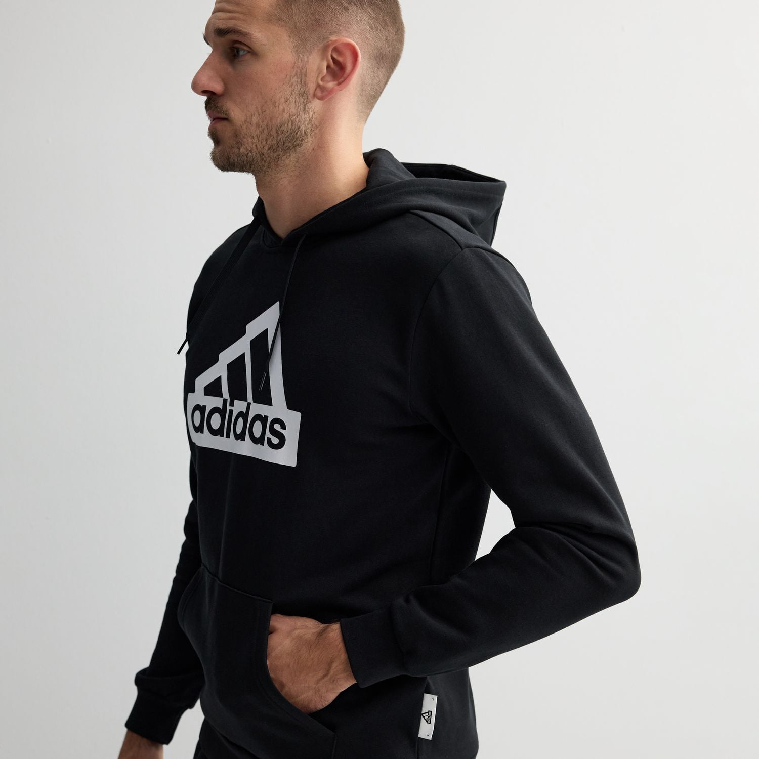Men's adidas Essentials Graphic Modern Hoodie Color: Black Size: S