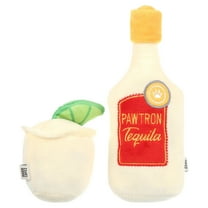 Mario Lopez Plush Dog Toy - 2 Pack Pawtron and Tequila Shot Glass Dog Toys - White