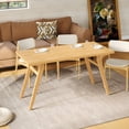 thumbnail image 4 of 2-IN-1 Transformer Coffee Table with Adjustable Height, Extendable Solid Wood Dining Table for 6 People, Convertible Coffee Table for Living Room, Apartment, Space Saving., 4 of 11