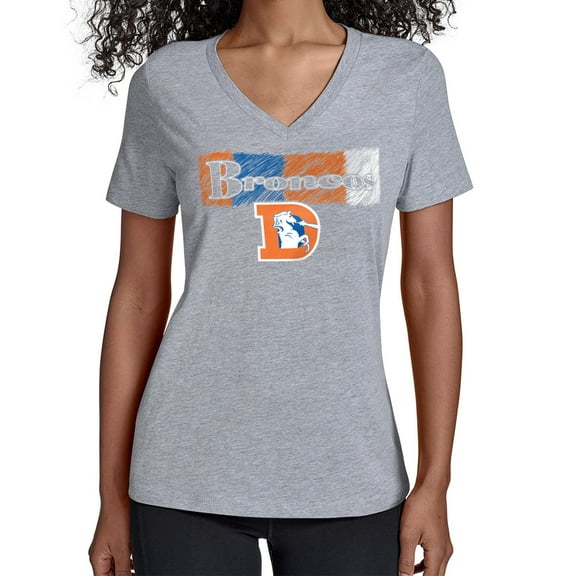 Women's Starter Gray Denver Broncos Color Shading V-Neck T-Shirt