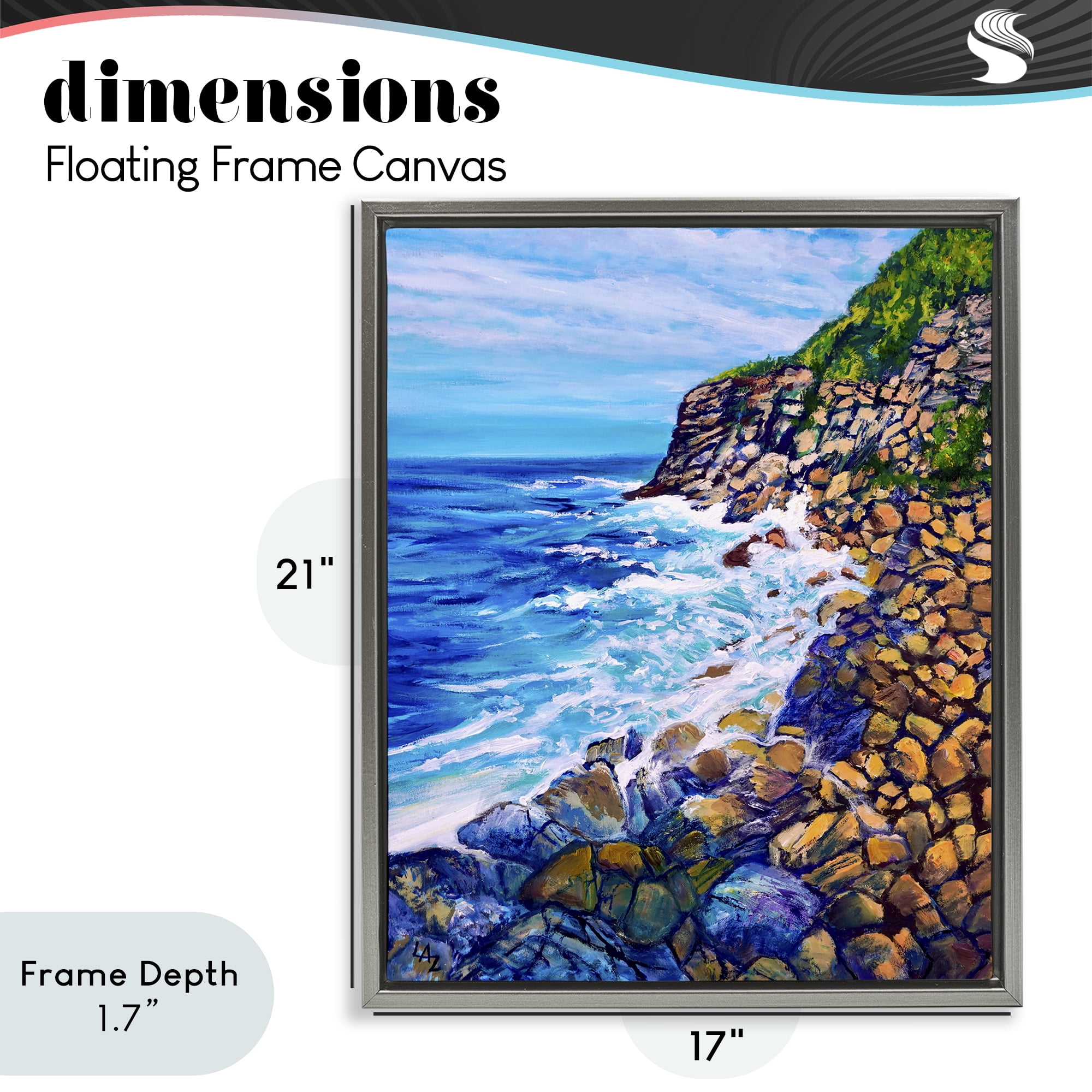 Stupell Industries Cliffside Ocean Spray Gray Framed Floater Canvas Wall Art, design by Lee Ann Zirbes