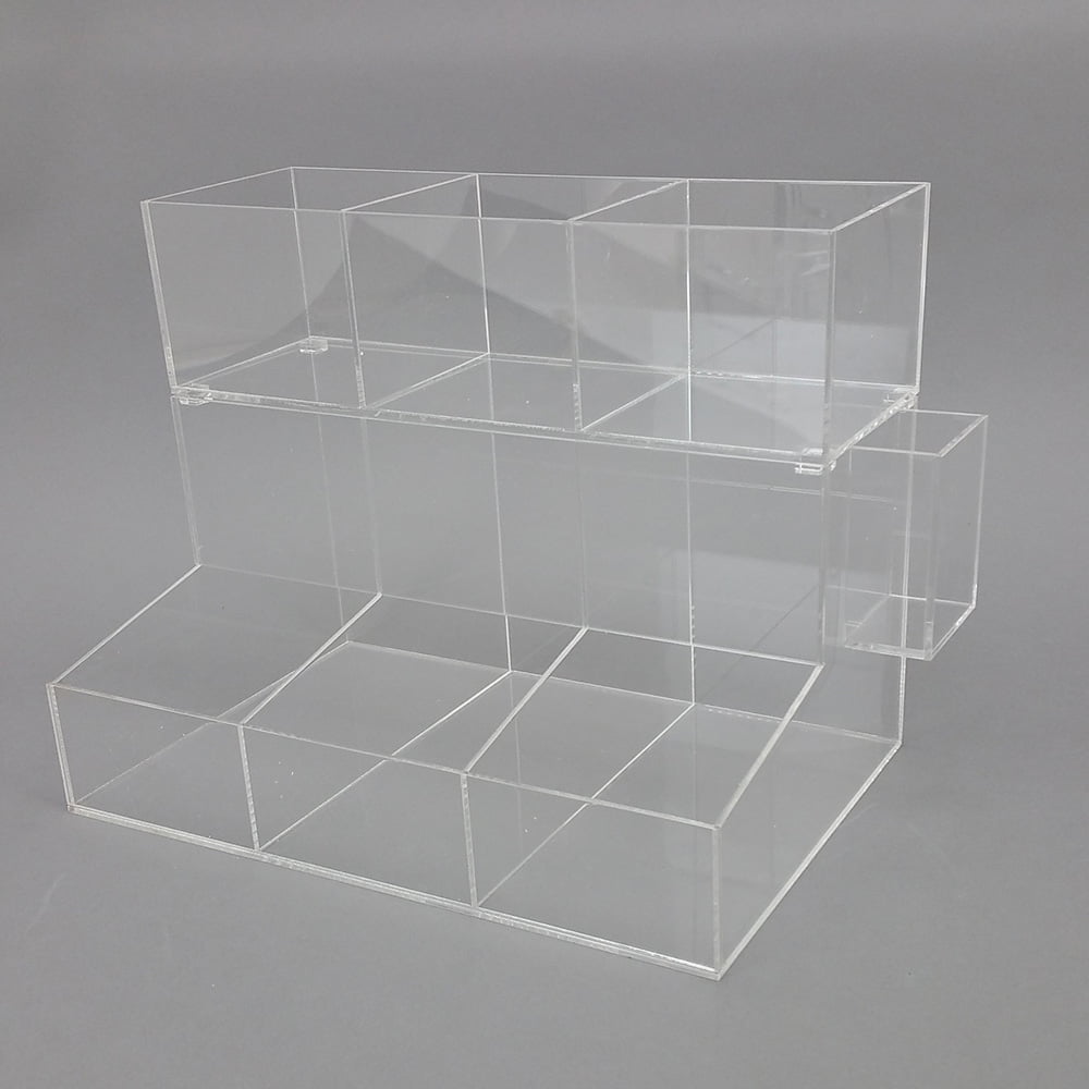 OnDisplay Acrylic Coffee Station & Condiment Organizer – Modular Detachable Top Tier – 6 Compartments for Sugar Packets, Creamers, Syrups, Hot Cups, Tea & Stirrers (Clear)