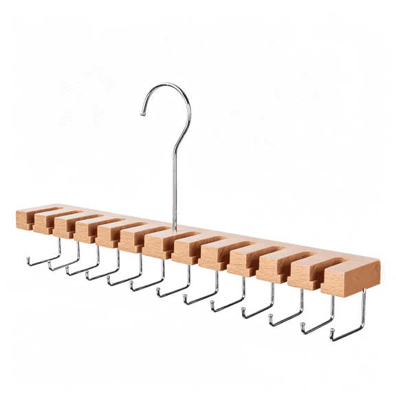 CHICAURA 2 in 1 Wooden Belt Hanger for Belts, Ties and Scarves, 1 Pack, 15.4 in, Natural
