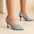 thumbnail image 2 of hopeusnice Women's Pointed Toe Low Heel Kitten Heel Pumps Slip On Dress Shoes Snake Skin Pattern Comfortable Formal Office Party Wedding Evening Shoes Blue 43, 2 of 9