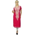 thumbnail image 2 of Bimba Georgette Designer Embroidered Kurtis Tunic Top Indian Straight Blouse, 2 of 8
