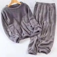 thumbnail image 2 of Thick Warm Womens Pajamas Set Solid Color Pullover Round Neck Pajamas For Girl Woman Lover Mother, 2 of 3