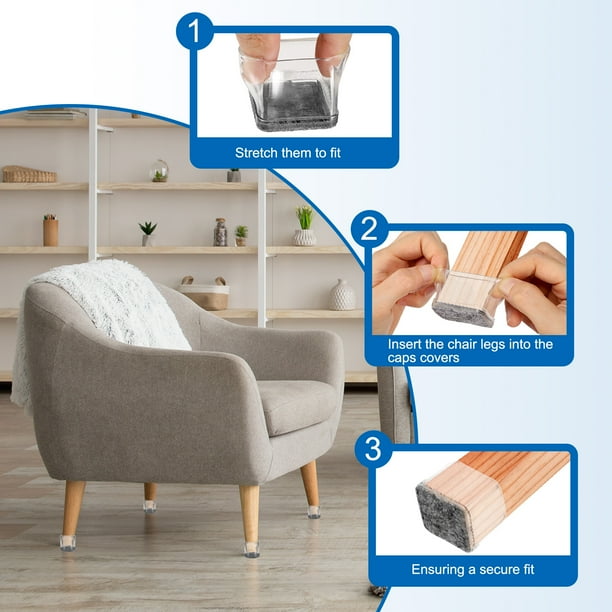 Uxcell 16pcs Square Chair Leg Floor Protectors for Hardwood Floors