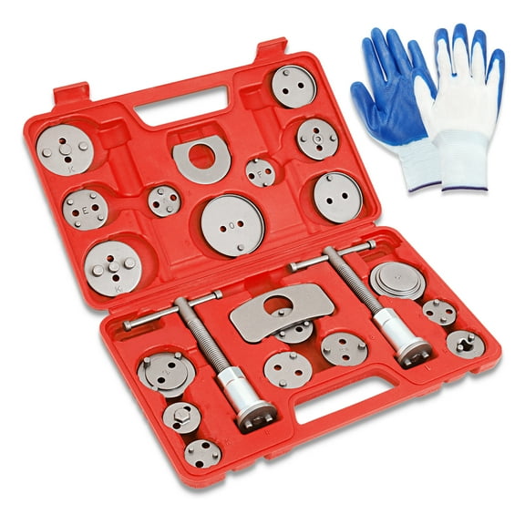 DNA Motoring TOOLS-00243 24-pcs Red Disc Brake Caliper Piston Compressor Wind Back Repair Tool Kit for Cars