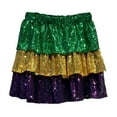 thumbnail image 4 of WAYUTE Women's Skirts Sequin Layered Skirt Color Design Casual Party Wear Flowy Asymmetrical Hem Comfortable Stretchy Outwear Mini Holiday Skirt, 4 of 4