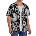thumbnail image 2 of Yiaed Metallic Gears Print Mens Casual Wrinkle Free Shirts Short Sleeve Button Down Summer Stretch Dress Shirt-Medium, 2 of 5