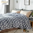 thumbnail image 6 of Flannel Fleece Blanket for Queen Bed,Soft Grey Dots Pattern Warm Cozy Blanket,90" x 90", 6 of 6
