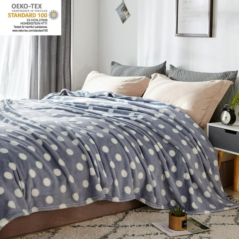 Flannel Fleece Blanket for King Bed Soft Grey Dots Pattern Warm Cozy Blanket 90 x 102 Walmart