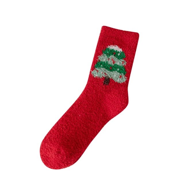 WEAIXIMIUNG Chaussettes de Compression pour Femmes Dames Chaussettes de Sol Imprimées de Noël Chaussettes Corail