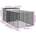 thumbnail image 4 of vidaXL Dog House with Run Light Grey 214x457x181 cm Galvanised Steel, 4 of 5