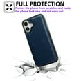 thumbnail image 2 of Designed for iPhone 16 Phone Case, Classic Lightweight PU Leather Back + TPU Frame, Shockproof Protective Anti-falling Ultra Slim Back Case for iPhone 16, Darkblue, 2 of 6