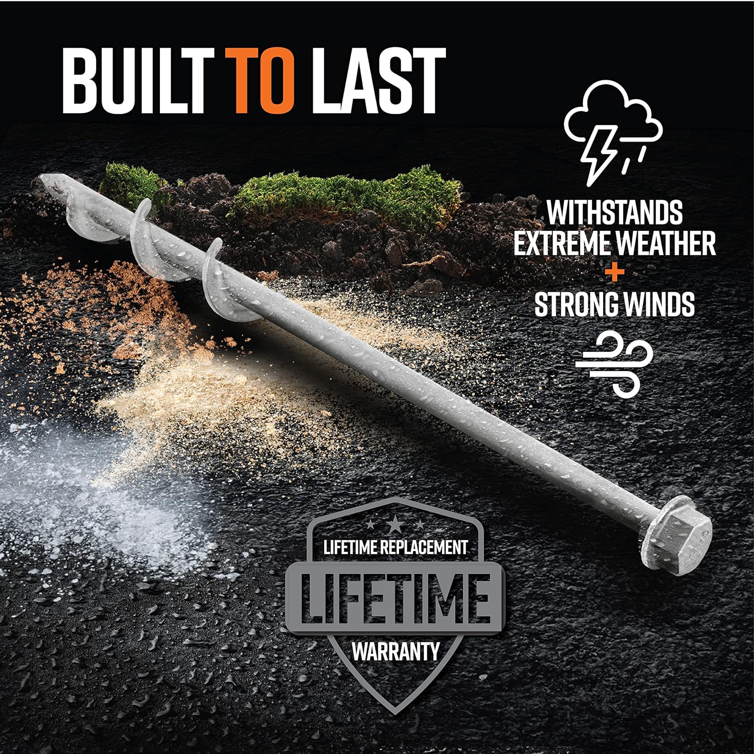 Screw in Tent Stake for Sand and Loose Ground | Premium Drill Driven Ground  Earth Screws | Sand Screw  | 4X GroundGrabba Pro 1 Stakes