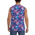 thumbnail image 4 of Pofeuu Blue Skull Flower Print Men's Muscle T-Shirt, Sleeveless, Muscle Tank, Classic Muscle Tee Top For Men Casual Sleeveless Muscle T-Shirt Trendy Clothes-Small, 4 of 7