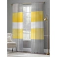 thumbnail image 4 of Gray Yellow Sheer Curtains for Living Room Bedroom, Light-filtering Sheer Curtain, Color Block Retro Rod Pocket Voile Window Treatment Drapes, 52’’Wx96’’L, 2 Panels Set, 4 of 7