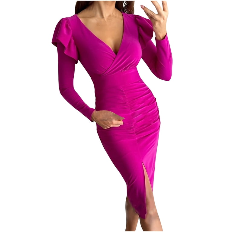 chinese dress ladies Goldie | Pink Floral Print Chiffon Long-Sleeve Wrap Mini Dress main image 1