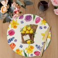 thumbnail image 3 of Spring Floral Round 13 Inch Placemats Set of 2, Watercolor Lemons Garden Flowers Farmhouse HeatResistant Non Slip Place Mats for Dining Table, Wipeable Braided Kitchen Table Mats for Housewarming, 3 of 9