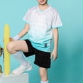 thumbnail image 2 of Zpanxa Boys Summer Outfits Kids Gradient Basketball Suit Set Training Kit Sweat Absorbing Side Pockets Sports Suit 10 Years, 2 of 4