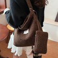 thumbnail image 4 of Womens Shoulder Bags Ladies' Fur Clasp Solid Color Crossbody Single-Shoulder Casual Bag Fashionable and Simple Large-Capacity Handbag Coffee Color, 4 of 4