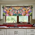 thumbnail image 3 of Yayeee Kitchen Curtains Tier Set of 2 Light Filtering 57"x36" Over Sink Window Panels, Purple Cityscape Painting, 3 of 7