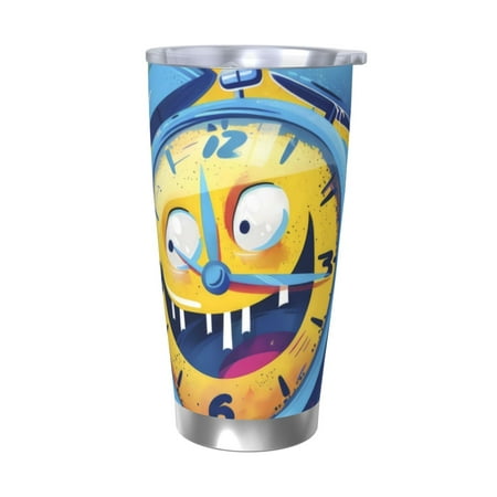 

Fuzoiu Funny Alarm Clock Illustration Print 20oz Tumbler Stainless Steel Vacuum Insulated Car Cup Insulated Coffee Mug Travel Mug with Lid Thermal Cup for Outdoor-Without Straw