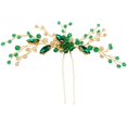 thumbnail image 1 of BETITETO Horquilla de cristal para novia, color verde esmeralda, dorado, accesorios para el pelo, tocado elegante para banquete de boda (verde esmeralda), 1 of 5