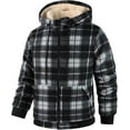 thumbnail image 2 of SPEEDRUN Men's Hoodies for Men Plaid Flannel Jacket Warm Sherpa Fleece Lined Coat Winter Full Zip Up Sweatshirt Black L, 2 of 5