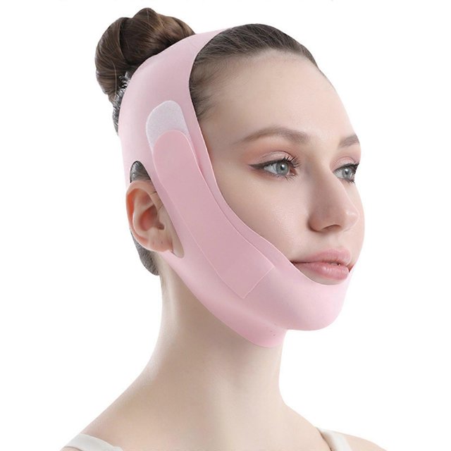 Masque Lifting Ligne V Sangle de Menton pour Dormir Ceinture Lifting Visage Forme V Masque Amincissant Réducteur Double Menton pour Femmes