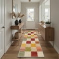 thumbnail image 2 of 2x6 Area Rugs for Hallway Machine Washable Non Slip Low Pile Runner Rug, Print Pattern Lightweight Indoor Carpet for Laundry Room, Bedroom, Bathroom, Puzzle Blocks Autumn Beige, 2 of 6