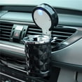 thumbnail image 1 of Cenicero portátil para coche con luz LED azul, soporte para fumar sin humo, portavasos cilíndrico (negro), 1 of 5