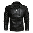 thumbnail image 2 of Holloyiver Men's Faux Leather Motorcycle Jacket Casual Fashion Motorcycle Leather WinterRacing Suit Top Zipper Stand-up Collar Jacket Coats S-3XL Black, 2 of 3