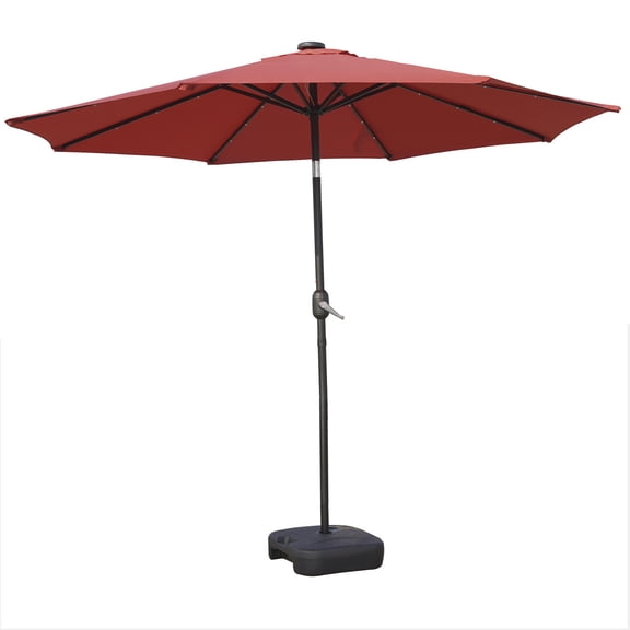 HomeStock Tuscan Treats Modern 9 ft Steel Market Patio Umbrella With Solar Powered & Tilt
