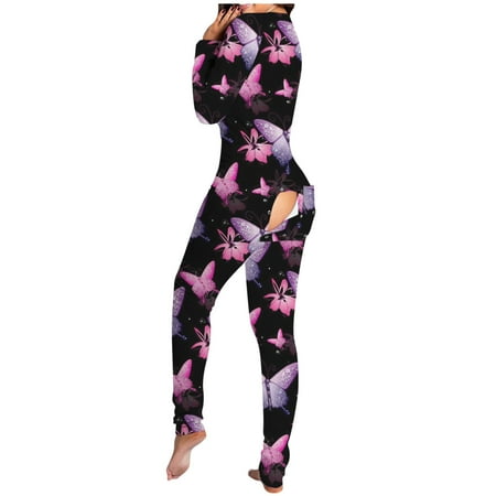 

qucoqpe Plus Size Onesies Pajamas for Women Long Sleeve Butt Flap Sexy Jumpsuits Rompers Cute Print Fuzzy Warm Thermal Underwear