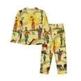 thumbnail image 2 of Kll African Print Women'S Long Sleeve Pajamas With Pants Sleepwear Loungewear 2 Set-Small, 2 of 9