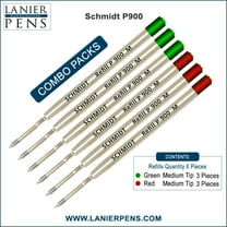 6X Schmidt P900 M Parker Style Ballpoint Refill Green/Red Ink Medium Tip