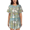 thumbnail image 1 of Xecao Cute Farm Birds Pattern Women's Short Sleeve Pajama Set Soft Sleepwear Lounge Set with Button Front Top and Drawstring Shorts with Pockets-XX-Large, 1 of 6