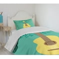 thumbnail image 4 of Ambesonne Guitar Quilted Bedspread Set 2 Pcs, Nature Instrument Bird, Twin Size, Seafoam Mustard, 4 of 6