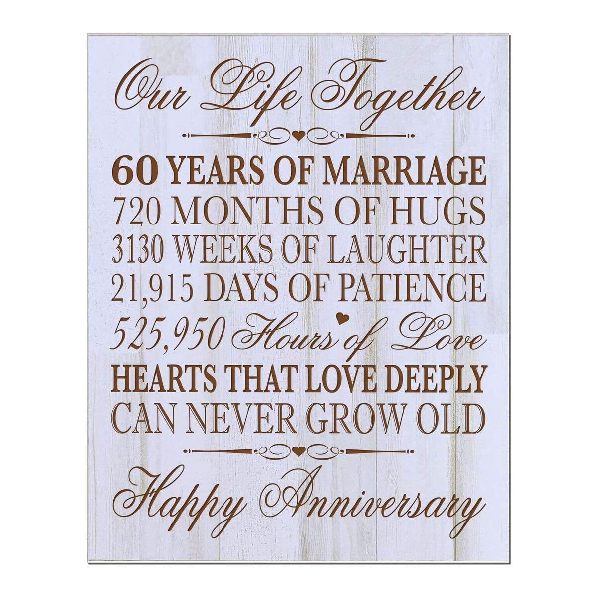 Digitally Printed 60th Anniversary Wall Decor Plaque - Our Life -  