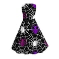 thumbnail image 5 of Girls Halloween Printed Dress Crew Neck Sleeveless Belted Back Zipper Costume Kids Trendy Casual A-Line Swing Dress Black 5-6 Years, 5 of 7