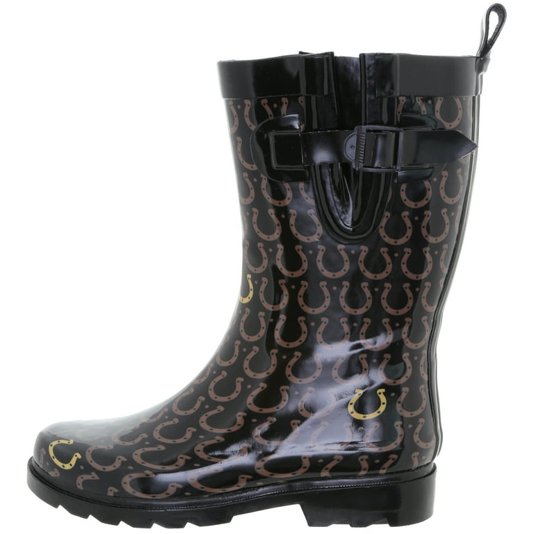 Lucky Horseshoes Printed Rubber Mid Rain Boot