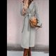 thumbnail image 5 of Abrigo Informal de Mezcla de Lana con Solapa con Muescas, Mangas Largas, Ajustado, Medio, para Mujer, Otoño-Invierno, con Cinturón. Gris XL, 5 of 8