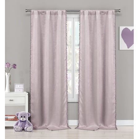 Pretty Purple Pom Pom Kids Blackout Room Darkening Curtains