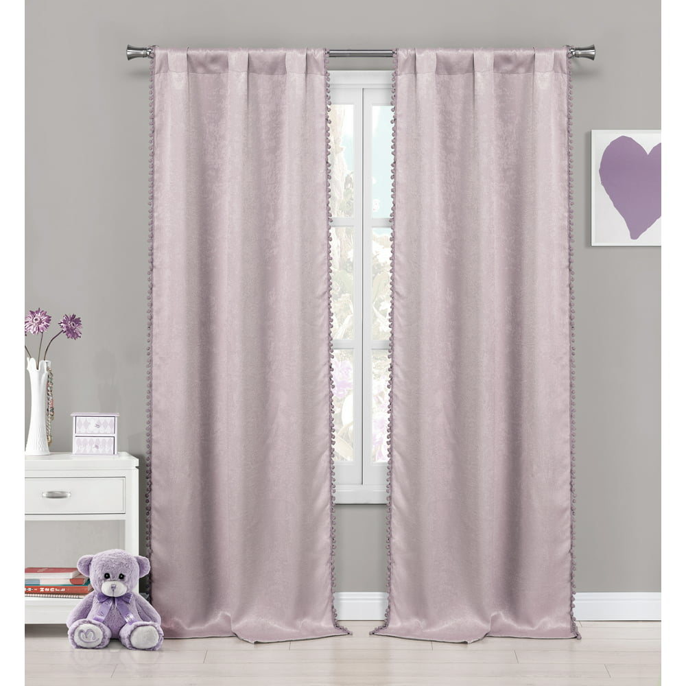 Pretty Purple Pom Pom Kids' Blackout Room Darkening Curtains - Walmart