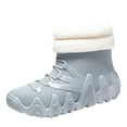 thumbnail image 3 of Men's Thick Bottom Anti Casual Work with Plush Insulation Dual-Use Waterproof Mid Top Snow Boots Gray 39, 3 of 6