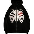 thumbnail image 2 of Chaos World Women's Zip Up Skeleton Print Hoodie Y2K E-Girl Long Sleeve Hooded Jacket Sweatshirt, 2 of 7