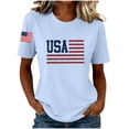 thumbnail image 2 of NTACZA Short Sleeve Going Out Tops for Women T‑Shirts Usa American Flag Print Crew Neck Casual Graphic Tees Festival Relaxed Fit Blue, 2 of 5
