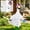 White, variant on Garden Statue Goose Spa Robe Outfit Cover, Hair Roller Fabric Lawn Porch Sculpture Casual Dressing Kit